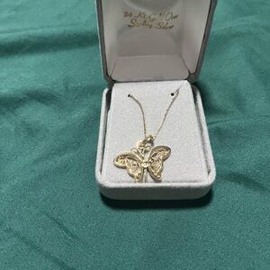 Andrew Fabrikant & Sons 16” 24K Gold over Sterling Silver Butterfly necklace.